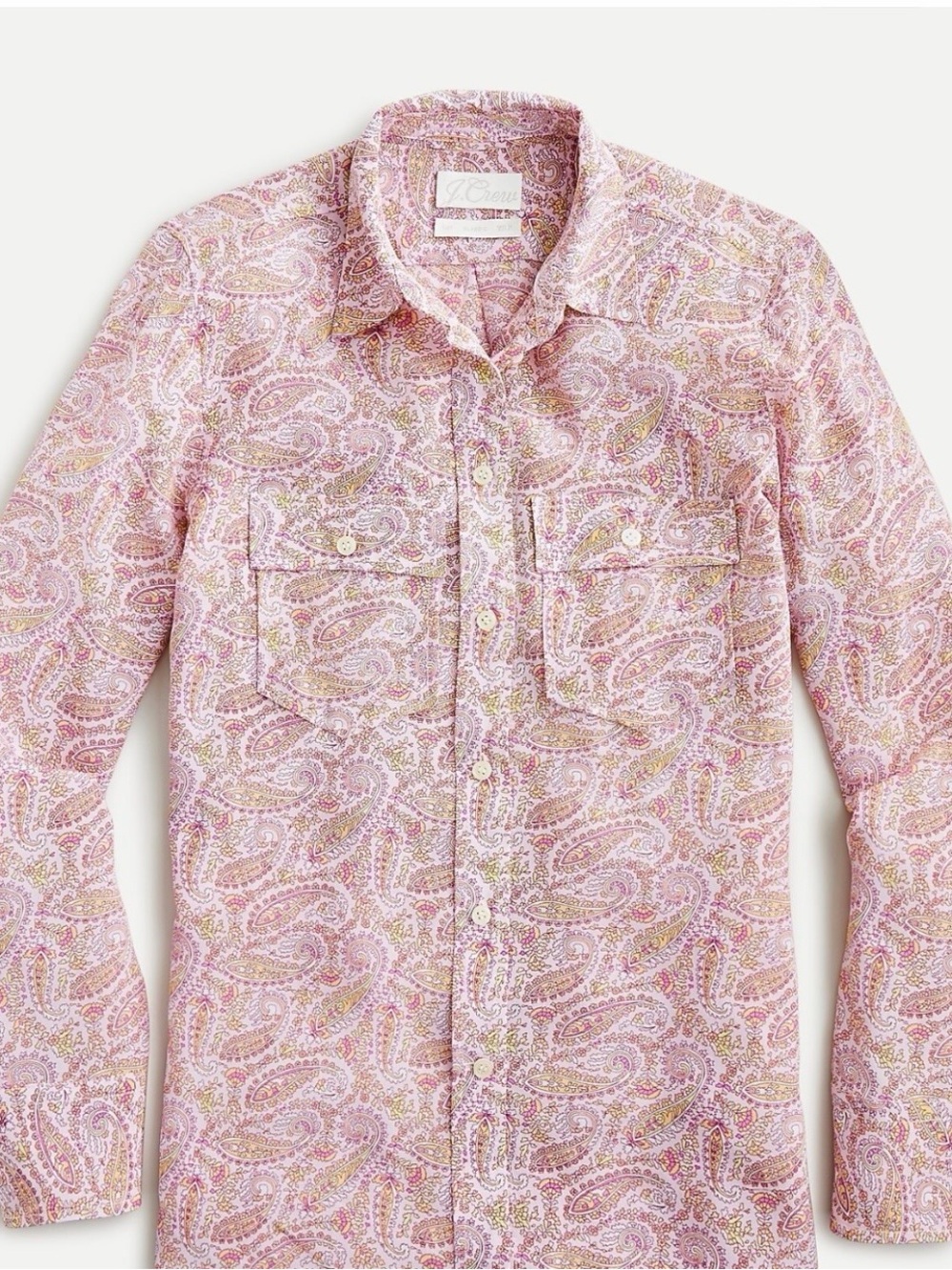 J. Crew SILK Pink Paisley Button-Down Shirt